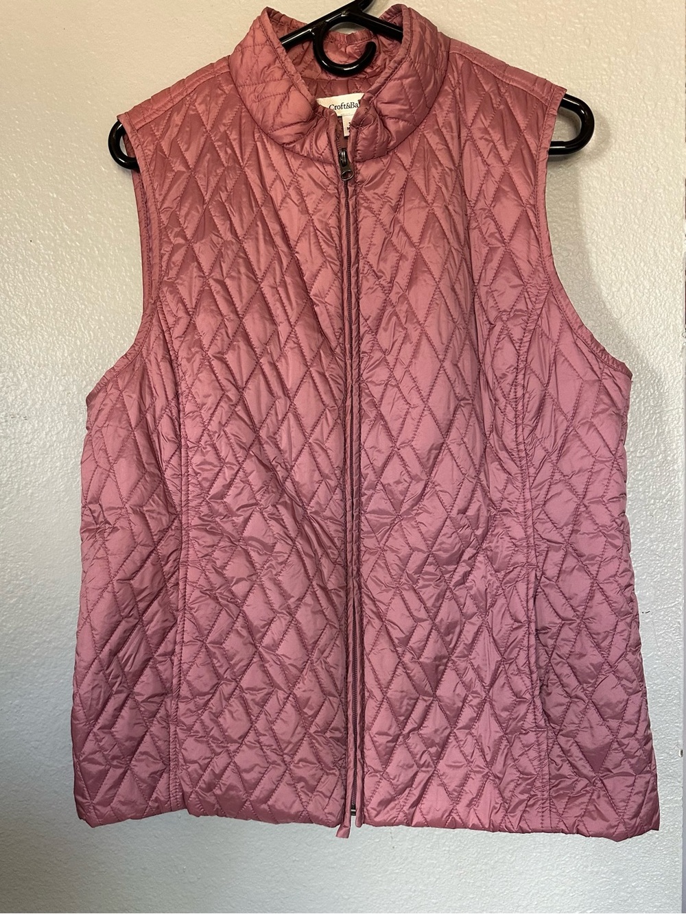 Croft & Barrow Pink Quilted Zip-Up Cinch Vest XL